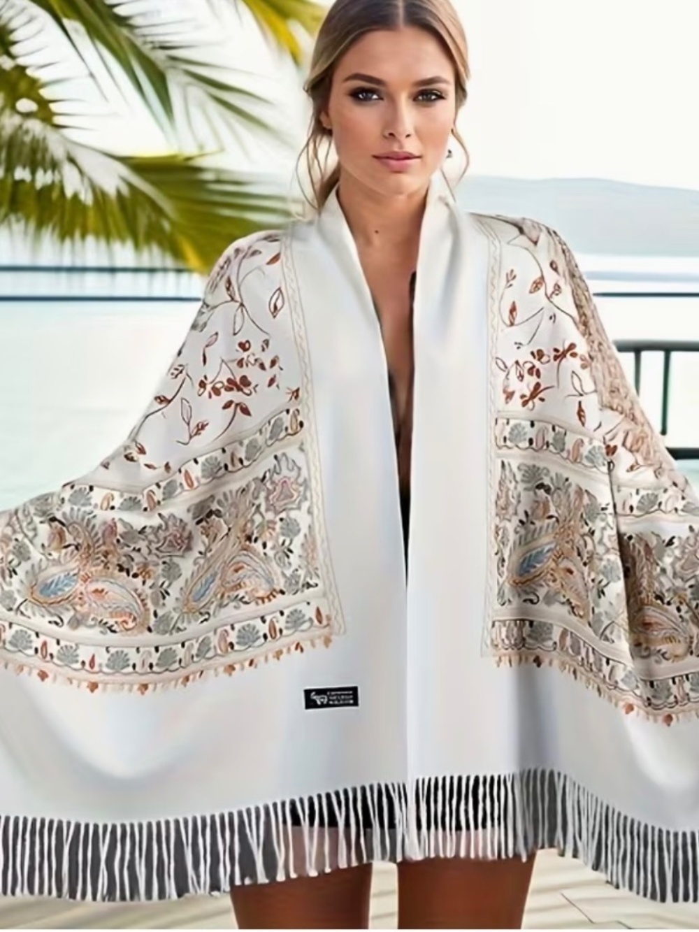 New Bohemian Floral Paisley Pashmina Scarf Luxury Cashmere-Feel Shawl WrapN